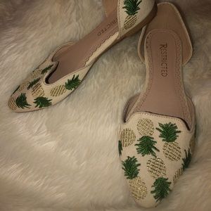 Embroidered pineapple d'orsay flats